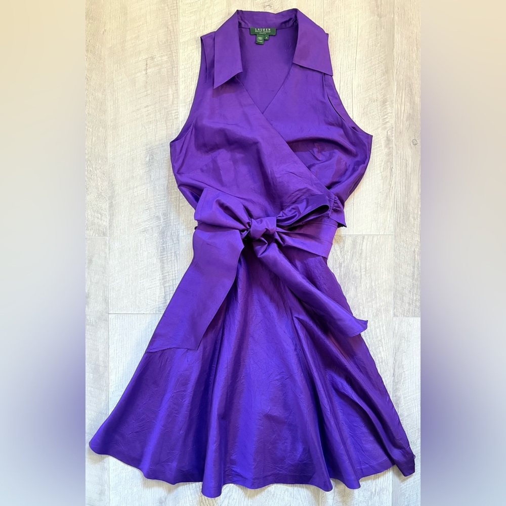 LAUREN Ralph Lauren silk taffeta wrap dress 💜